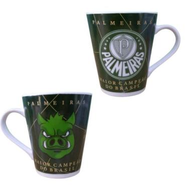 Imagem de Caneca de Porcelana 300ml Palmeiras na Caixa Produto Oficial - Allmix 