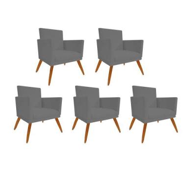 Imagem de Kit 05 Poltrona Cadeira Nina Com Base Decorativa Recepção Sala De Esta