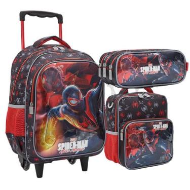Imagem de Kit Mochila Spider Man Mile Morales Lancheira Estojo Xeryus