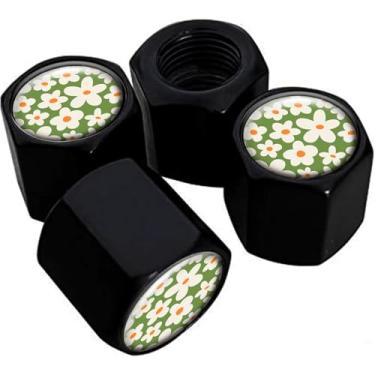 Imagem de Tampas de haste de válvula de pneu de metal, pacote com 4, tampas de haste de roda de carro, tampas de válvula de ar universais de alumínio para carros, caminhões, SUVs, bicicletas, motocicletas