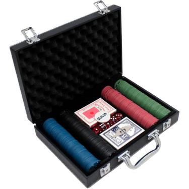 Imagem de Maleta De Poker Preto Com 280 Fichas Numeradas Baralho Carta
