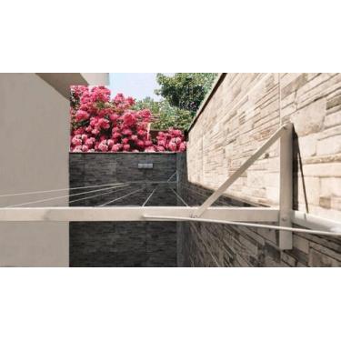 Imagem de Varal retrátil Muro ou Parede reforçado com 7 fios para até 5 metros -