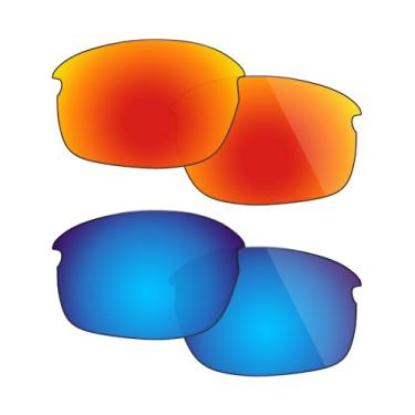Imagem de Fiskr Lentes de reposição polarizadas anti-água salgada para Oakley Bottlecap, pacote com 2 pares, Vermelho fogo e azul gelo, 0