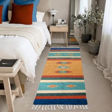 Imagem de 2 Tapete Quarto Kilim Original Algodão Beira Cama 60x180 M03