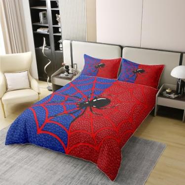 Imagem de Capa de edredom infantil de teia de aranha vermelha, tamanho solteiro, 100% algodão, aracnídeo, aracnídeo, animal, meninos, meninas, mulheres, homem, jogo de cama, capa de colcha nobre gótica de