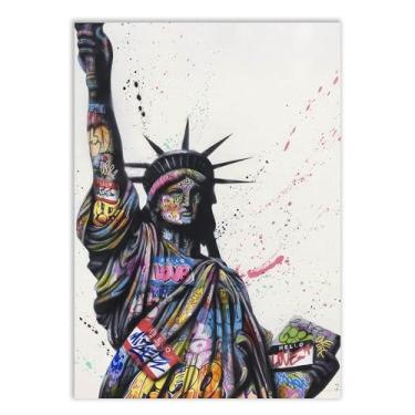 Imagem de Placa Decorativa Grafite Estatua Da Liberdade Banksy Arte De Rua Poster Quarto Sala