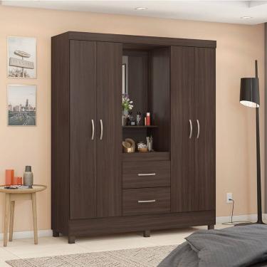 Imagem de Guarda Roupa Roupeiro Capelinha 04 Portas Lord Café Touch Demóbile