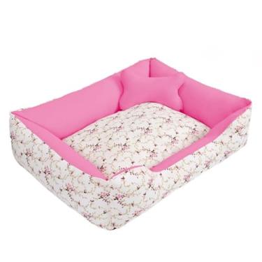 Imagem de Cama cachorro medio caminha pet 60 x 50 com ziper lavavel fundo impermeavel +almofadinha(floral pink (M))