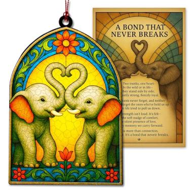 Imagem de Kingduhu Presentes de elefante para mulheres – protetor solar de elefante para mãe e bebê, decoração de janela de acrílico com caixa pronta para presente, dia das mães, lembrança sentimental para