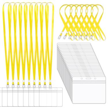 Imagem de Cordão com suporte de identificação – Pacote com 50 etiquetas de nome Korty 4 x 3 crachás com cordões para trabalho, escola, eventos - fácil de usar, conjunto a granel para funcionários, estudantes e