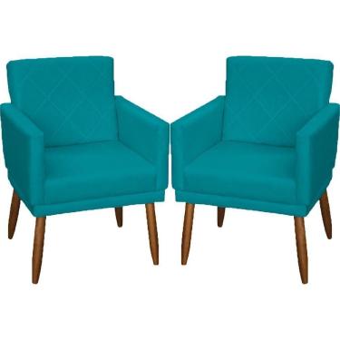 Imagem de Kit 2 Poltronas Decorativa Para Sala Recepção Beatriz Suede Cores Pé Palito Castanho