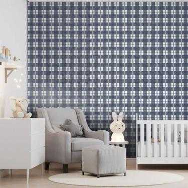 Imagem de Papel de Parede Revoada Xadrez Azul Marinho 4453