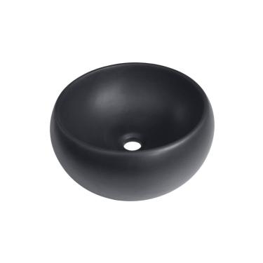 Imagem de Cuba de Apoio Redonda Sem Válvula para Banheiro Louça Cerâmica 41cm Morganita Pingoo.casa - Preto