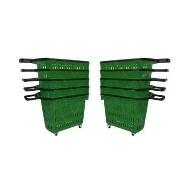 Imagem de Kit - 10 Cestos Grande Com Rodízio D300 Cód. 3300 Verde - Della Plast