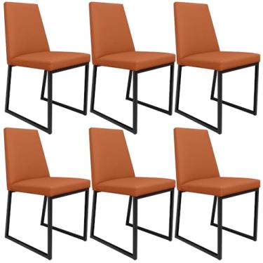Imagem de Kit 06 Cadeiras Decorativas Estofada Para Sala de Jantar Dafne L02 Tecido Terracota -LyamDecor