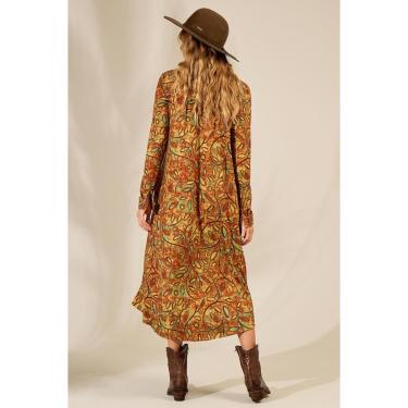 Imagem de Chemise Midi Com Mangas Justas Verde Estampado Yacamim N6-Feminino