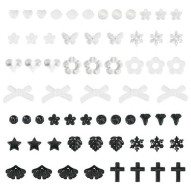 Imagem de Cheriswelry Miçangas de acrílico sortidas Kandi Pulseira Miçangas Coração Estrela Flor Borboleta Laço Cruz Contas Espaçadores Soltos de Plástico para Tiras de Telefone DIY Chaveiro Joias Fazer