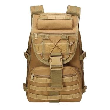 Imagem de Mochila tática impermeável reforçada grande de 50 litros (Caqui 45L com bandeira)