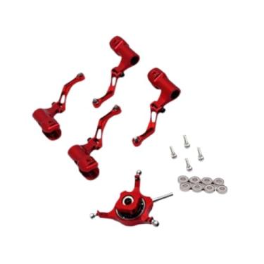 Imagem de Dynwave Conjunto de placa oscilante para helicóptero RC, acessórios para aeronaves RC, peças de reposição de reparo DIY de alumínio de fácil instalação, Vermelho