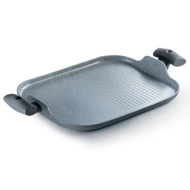 Imagem de Grill Chapa Duplo Hercules Antiaderente Ceramica Indução Com Alça