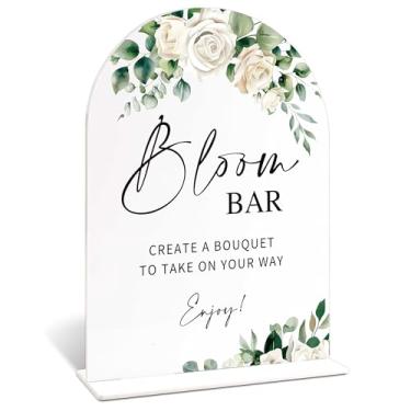 Imagem de Sinais de casamento de acrílico para cerimônia e recepção, placa de bar rosa branca, centro de mesa de chá de panela para mesas com base, despedida de solteira, noivado, aniversário, essenciais de