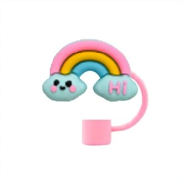 Imagem de Tampa Protetora de Silicone para Canudo 10mm, Acessórios para Copo Garrafa Stanley (Arco-íris 1)