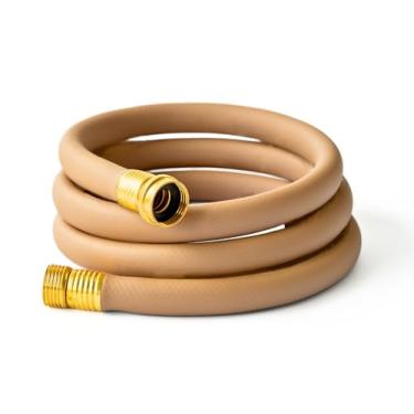 Imagem de Mangueira de jardim curta por pé - Mangueiras de irrigação pequenas, marrom claro, trailer, carro - resistente a dobras - extremidades de mangueira padrão - Opções opcionais de extremidade de