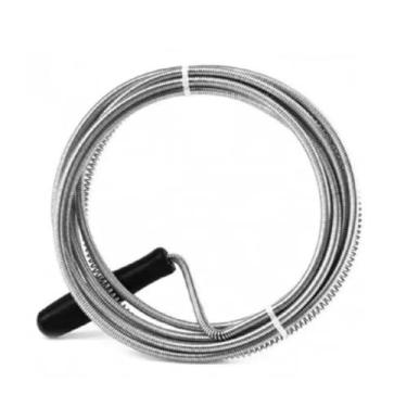 Imagem de Desentupidor de Canos Flexível, Mola Tufão, Preto, Metal, 3 Metros, para Tubulações de 7,62 a 10,16cm, Ideal para Esgoto, Vaso Sanitário, Calhas