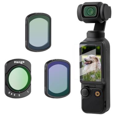 Imagem de Haoge Conjunto de filtros magnéticos para DJI Osmo Pocket 3, inclui difusão 1/4 preta, filtro de redução de poluição de luz, ND variável 2-32 e protetor de tela LCD, vidro óptico HD multi-revestido