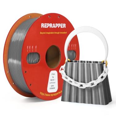 Imagem de Reprapper Filamento TPU de seda, dureza de costa 95A, 1 kg TPU 1,75 mm, filamento elástico para impressora 3D, filamento flexível e macio para impressora 3D (± 0,03 mm) 1 kg, cinza
