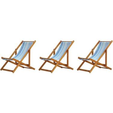 Imagem de Kit 3 Cadeiras Espreguiçadeira Preguiçosa Dobrável Sem Braço Mel - MHM