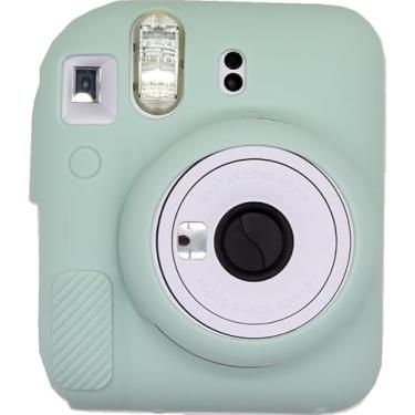 Imagem de BMAOLLONGB Capa para câmera Mini 12, capa de borracha fina e leve de silicone para Fujifilm Instax Mini 12 (verde, lisa)