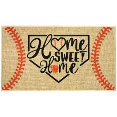 Imagem de Capacho de beisebol bem-vindo, casa, doce, lar, capacho com tema esportivo, antiderrapante, para uso externo, interior, porta, varanda, corredor, entrada, exterior, interior, presente de inauguração