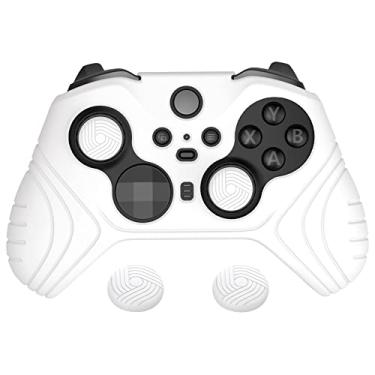 Imagem de PlayVital Capa de silicone antiderrapante Samurai Edition para controle sem fio Xbox Elite Série 2 Core, película protetora ergonômica de borracha macia para Xbox Elite Series 2 com tampas de aperto de polegar - Branca