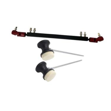 Imagem de MERIGLARE Eixo de transmissão do pedal de bumbo duplo Conector de ligação do pedal de bumbo com batedores Substituição da haste de ligação de alto desempenho, Eixo Preto Vermelho