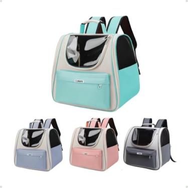 Imagem de Mochila de Transporte para Pets até 6 kg com Visão Panorâmica, Ventilação Superior, Bolso Frontal, Alças Acolchoadas (Verde)