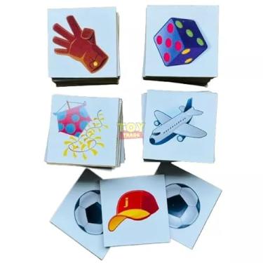 Imagem de Jogo de Memória Educativo com 40 Peças em Madeira, Brinquedo Pedagógico para Desenvolvimento Cognitivo e Concentração (Tema - Objetos)