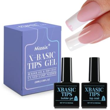 Imagem de Misssix XBASICTIPS Gel protetor francês e revestimento superior, evita lascas na área das pontas das unhas francesas, protege a prensa francesa nas unhas, 15 ml