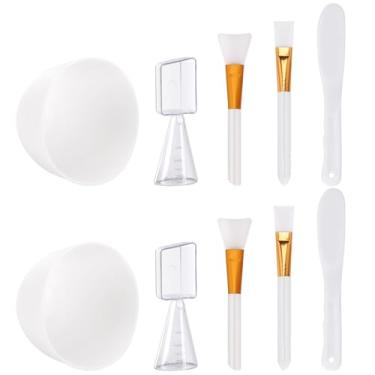 Imagem de Tecbeauty Conjunto de tigelas de mistura de máscara facial, 10 peças, kit de ferramentas de mistura de máscara facial faça você mesmo com escovas de silicone para máscara facial, espátula, copo