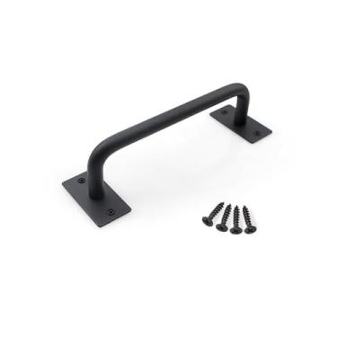 Imagem de Maçaneta de porta de celeiro simples, maçaneta rústica para porta de correr, ferragem, aço carbono preto, puxador de por