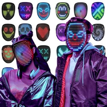 Imagem de Hipappy Máscara De Led Com Sensor Gestos, Iluminada Para Homens E Mulheres, Perfeita Halloween, Natal, Cosplay, Festas Máscaras Aniversário