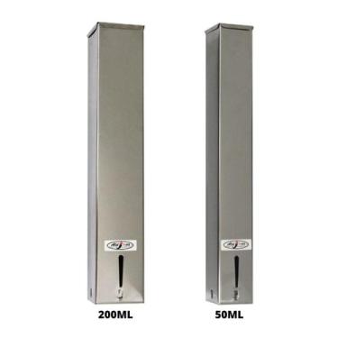 Imagem de Kit 1 Dispenser Quadrado 200ml Inox + 1 Dispenser Quadrado 50ml Inox -