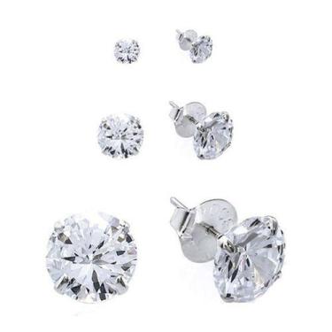 Imagem de Brinco Masculino Prata Pura 925 Pedra Diamante Cz - Euro Importados, 3
