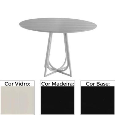 Imagem de Mesa de Jantar MH-5299 Herval Redonda 110 cm Madeira Laca Fosca Preta 