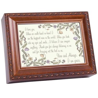 Imagem de Cottage Garden Caixa de joias com foto musical toca melodia desencadeada 15 x 20 cm, acrílico e vidro Now and Always I Am Yours