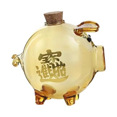 Imagem de FLCPJGV Cofrinho de vidro, caixa de economia de dinheiro, recipiente de armazenamento, coleção de enfeites, Amarelo