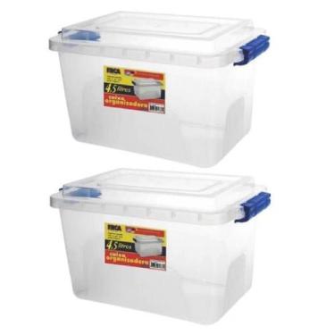 Imagem de Kit 2 Caixas Organizadoras  Multiuso Alta 4,5 L Transparente - Ercapla