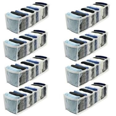 Imagem de Kit 8 Organizador de Gavetas Transparente e Branco 11 Nichos Colmeia 1