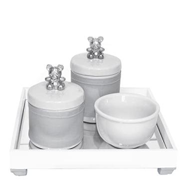 Imagem de Potinho de Mel Kit Higiene Espelho Potes Molhadeira E Capa Ursinho Prata