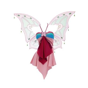 Imagem de Micotaku Winx Club Enchantix Flora Fantasia feminina cosplay com asas, rosa, X-Large